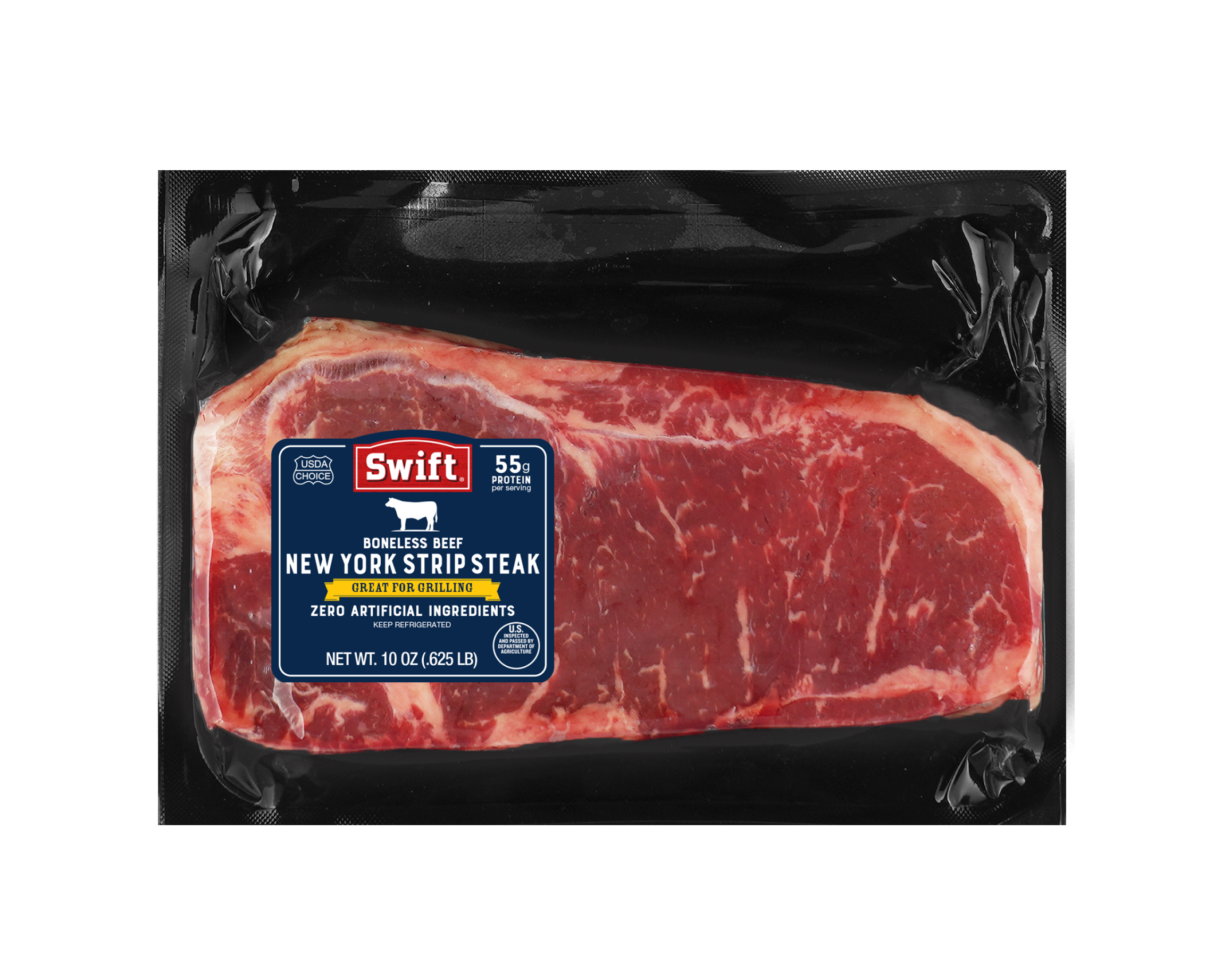 Boneless Beef New York Strip Loin Steak in packaging