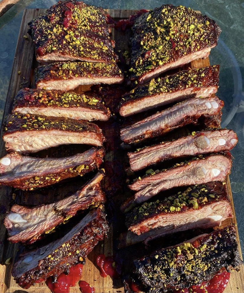 Miguel’s Cranberry Glazed Pistachio Crusted Spareribs