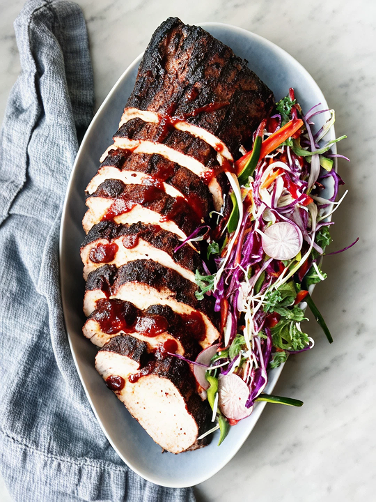 Bruce and Dina’s Honey Garlic BBQ Pork Loin with Rainbow Slaw in packaging