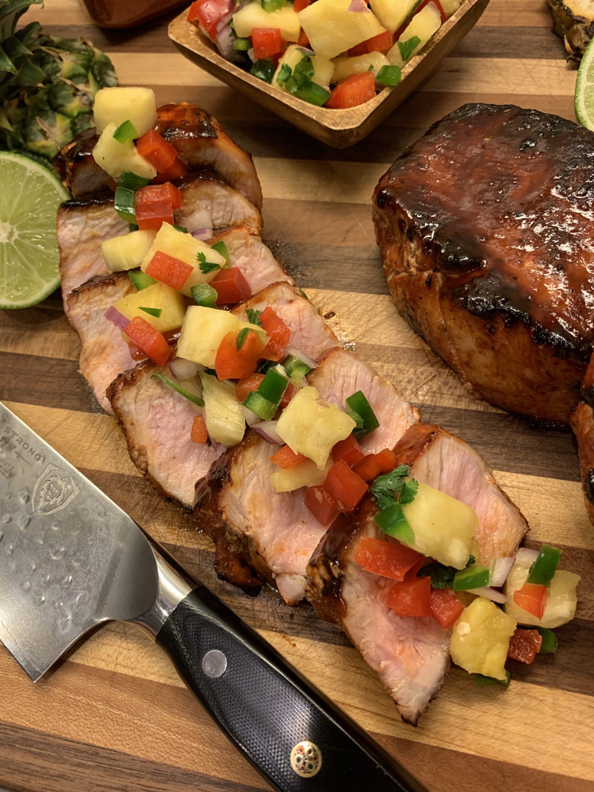 Kirklan’s Maple Bourbon Pork Chops with Pineapple Salsa