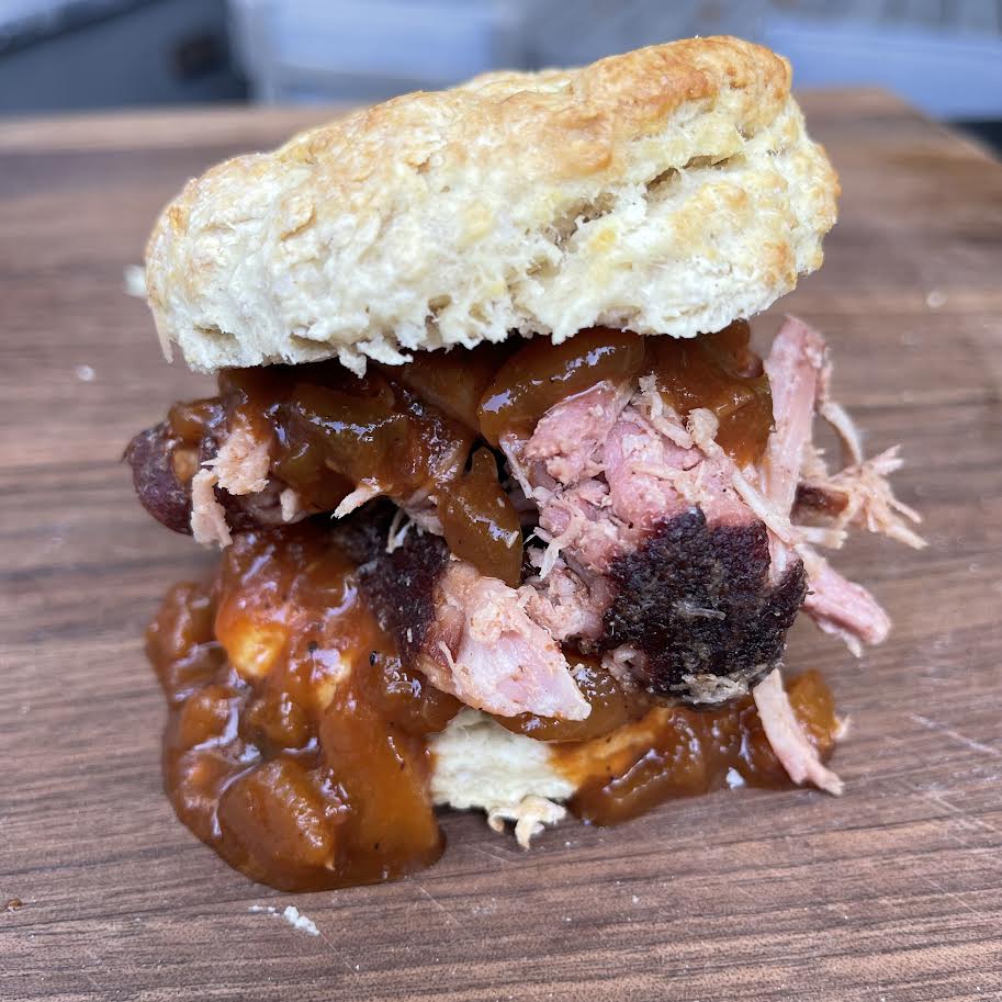 Jason’s Smoked Pulled Pork Biscuit Sliders with Bourbon Peach BBQ Sauce