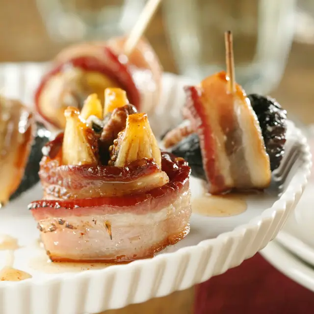 Bacon-Wrapped Figs with Maple Snakebite Glaze