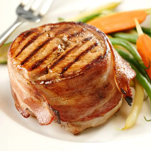 Bacon-Wrapped Pork Medallions with Garlic-Mustard Butter