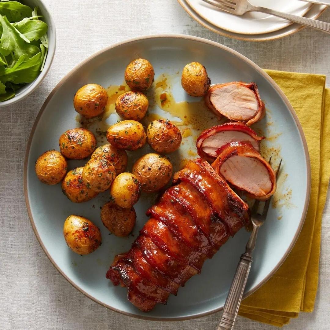 Sweet and Spicy Swift Bacon-Wrapped Pork Tenderloin