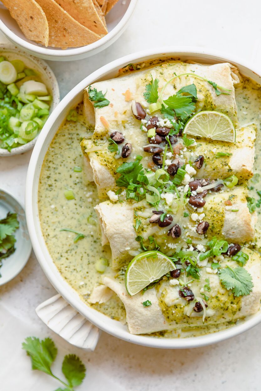 Ground Pork Black Bean Enchiladas with Green Chile Sauce in packaging