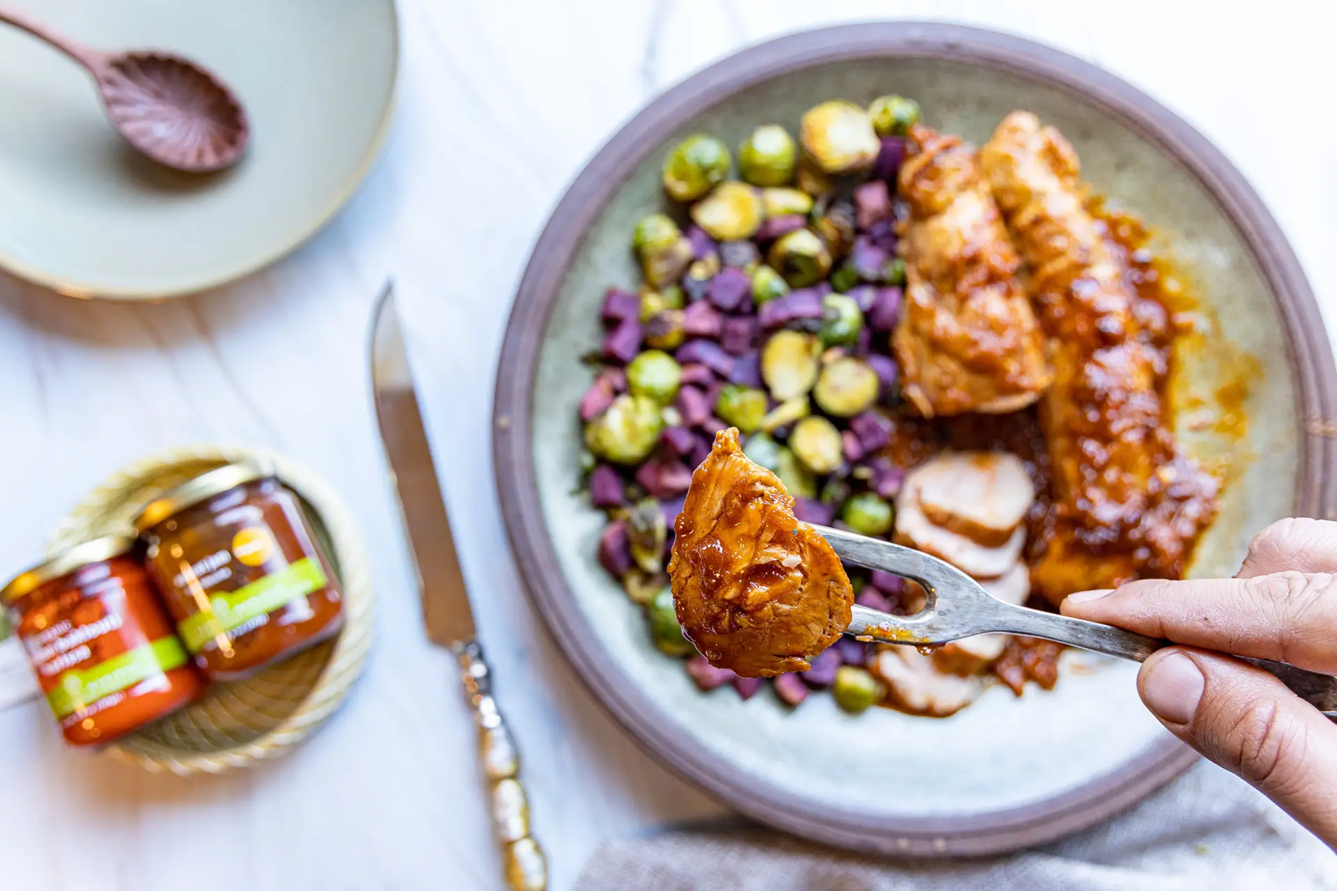 Tunisian-Apricot-Harissa Glazed Pork Loin