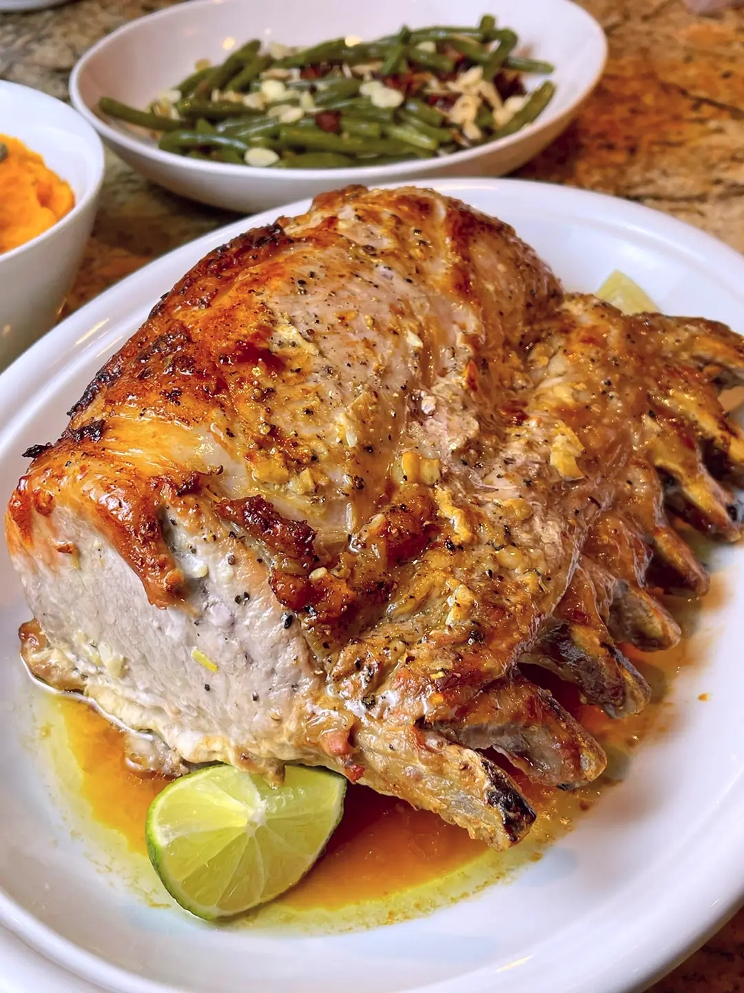 Ana's Roasted Lime Garlic Rack of Pork Basted with Cachaça