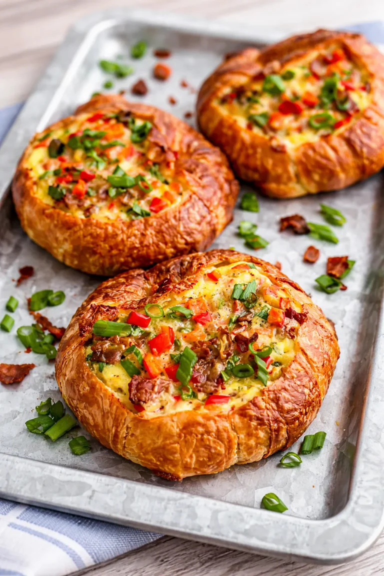 Ground Beef & Pork Croissant Egg Boats