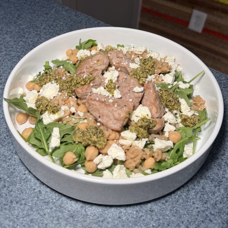 20 Minute Pork Pesto Bowl