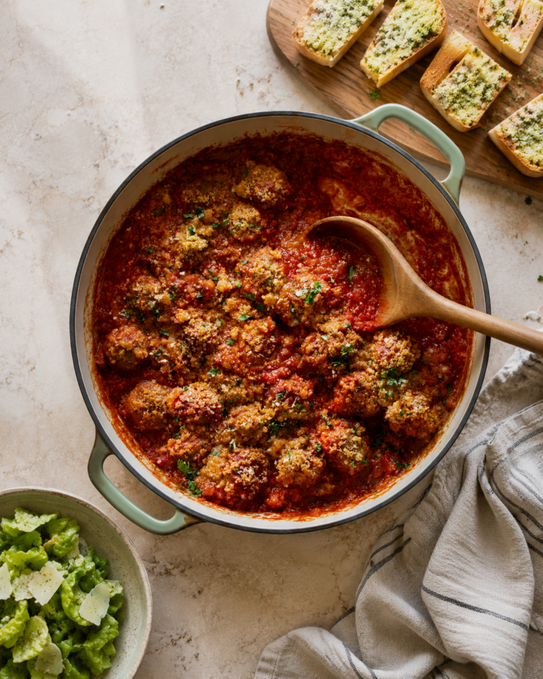 Ricotta Meatballs with Crispy Parmesan Topping