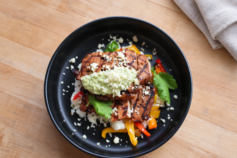 Poblano Cream Pork Chops & Rice
