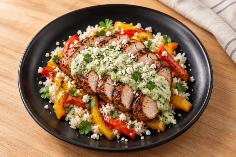 Poblano Cream Pork Chops & Rice